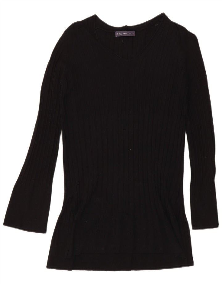 Marks & Spencer Womens V-Neck Jumper Sweater UK 8 Small  Black Viscose