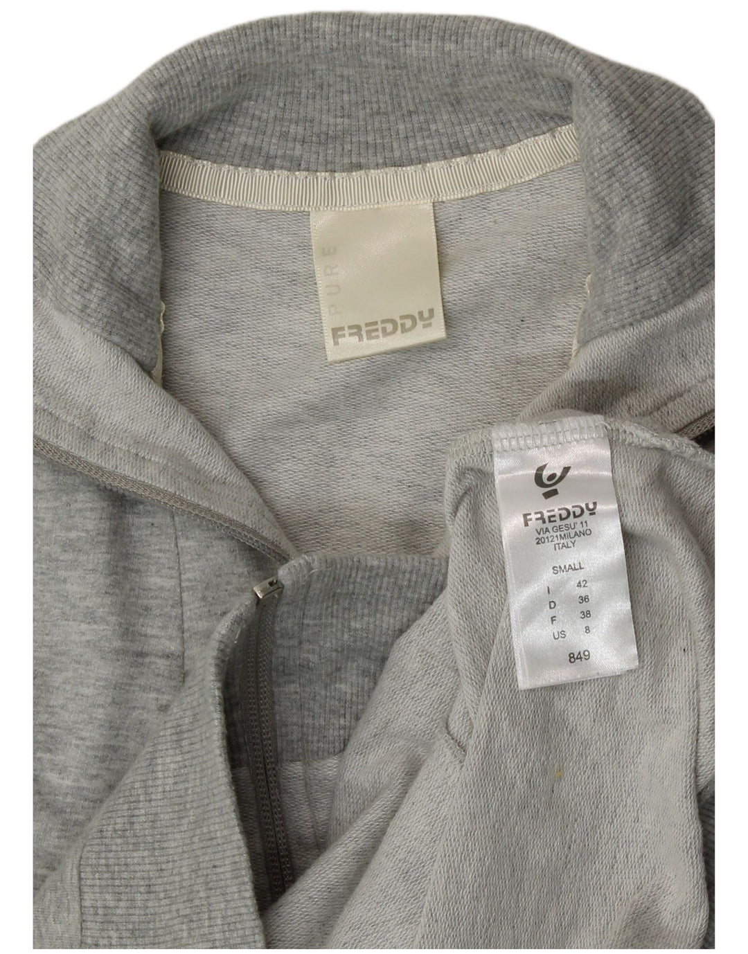 Freddy Womens Tracksuit Top Jacket UK 10 Small Grey Cotton