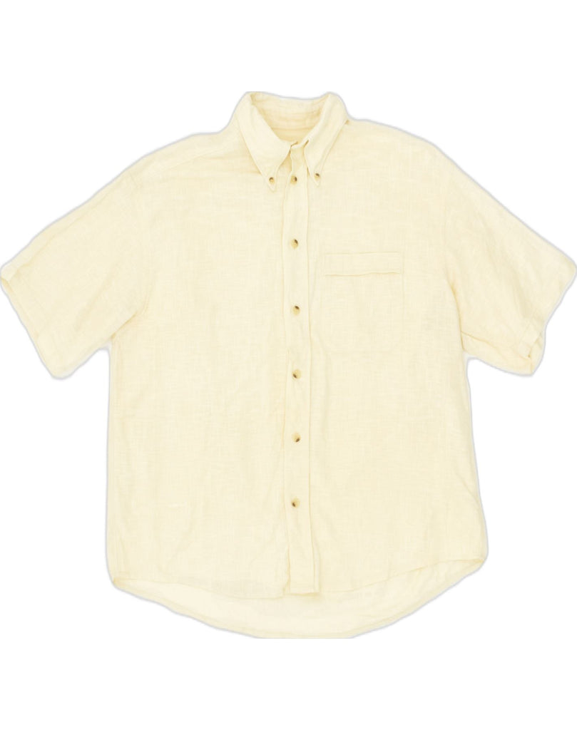 FERRE Mens Short Sleeve Shirt Medium Yellow Cotton | Vintage Ferre | Thrift | Second-Hand Ferre | Used Clothing | Messina Hembry 