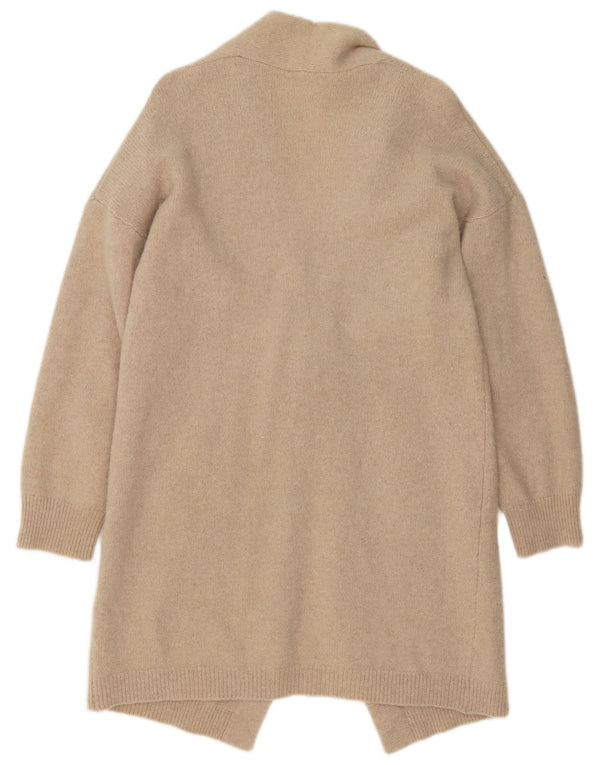 Benetton Womens Longline Cardigan Sweater UK 14 Large Beige Wool