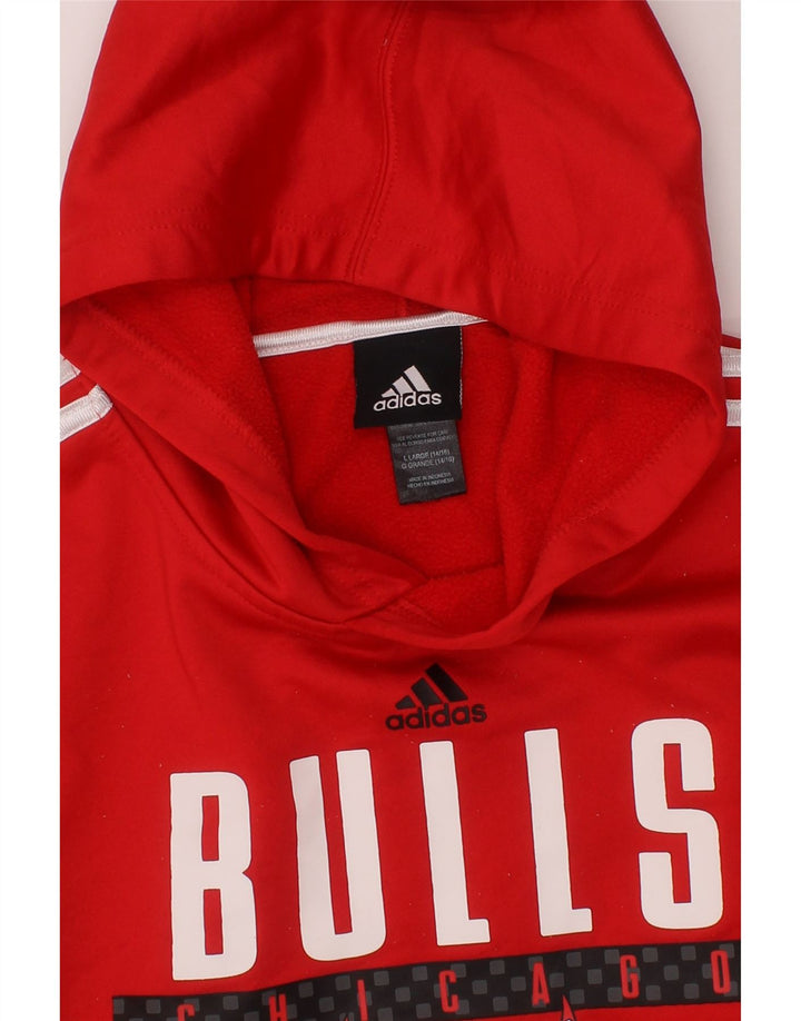 ADIDAS Boys Graphic Hoodie Jumper 14-15 Years Large Red Polyester Vintage Adidas and Second-Hand Adidas from Messina Hembry 