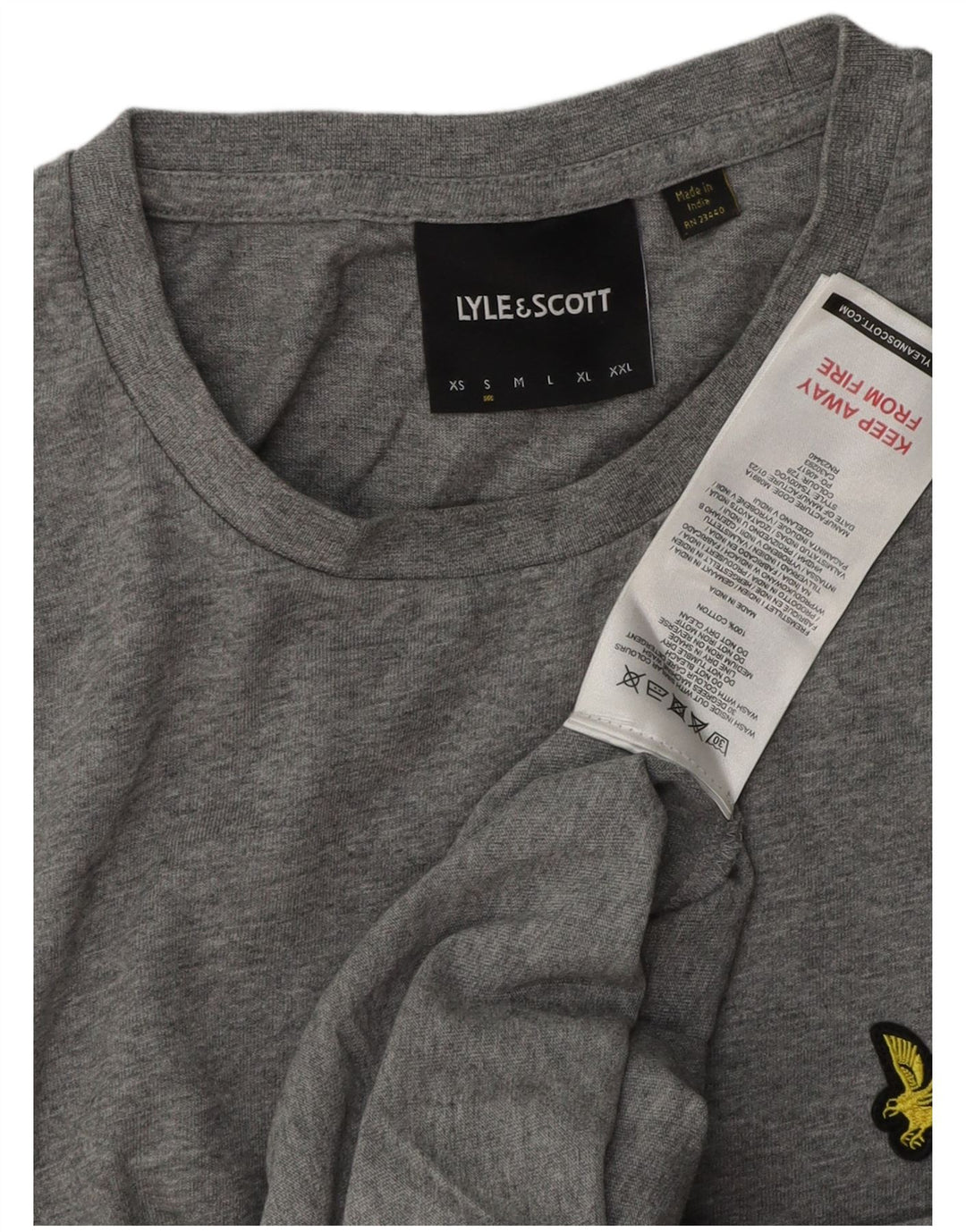 Lyle & Scott Mens T-Shirt Top Small Grey Cotton