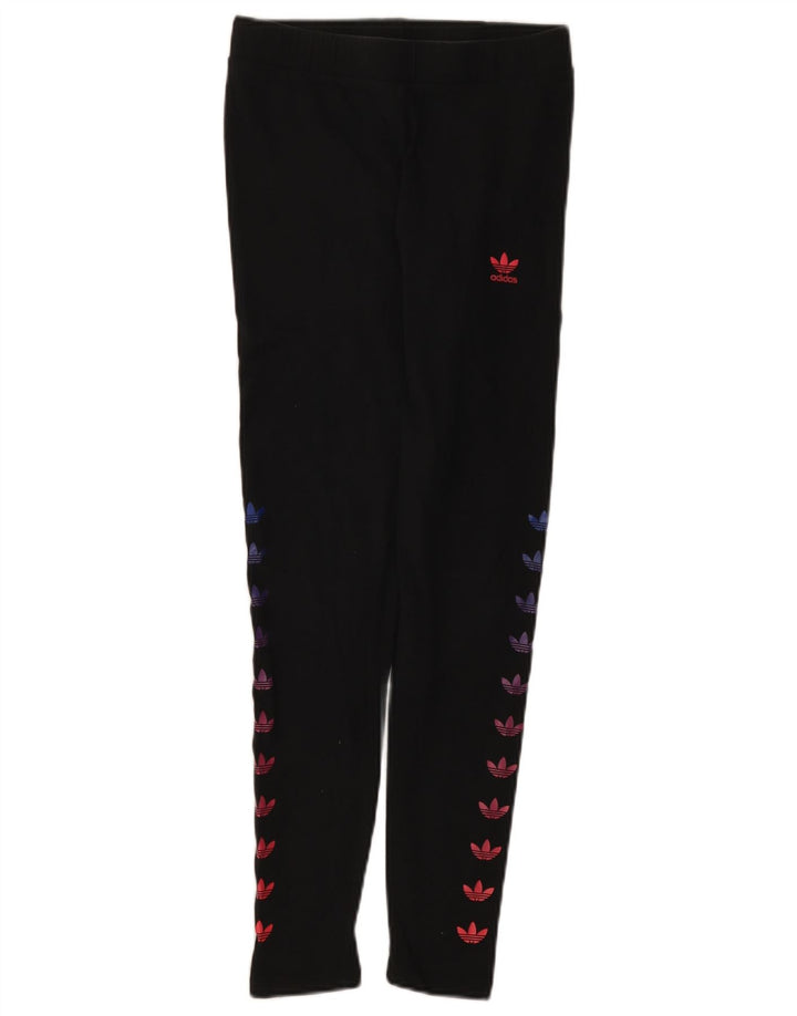 Adidas Womens Graphic Leggings UK 12 Medium  Black Cotton