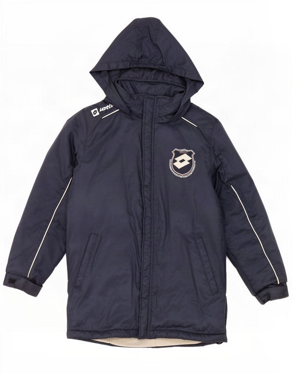 Lotto Boys Hooded Padded Coat 9-10 Years Small Navy Blue Nylon