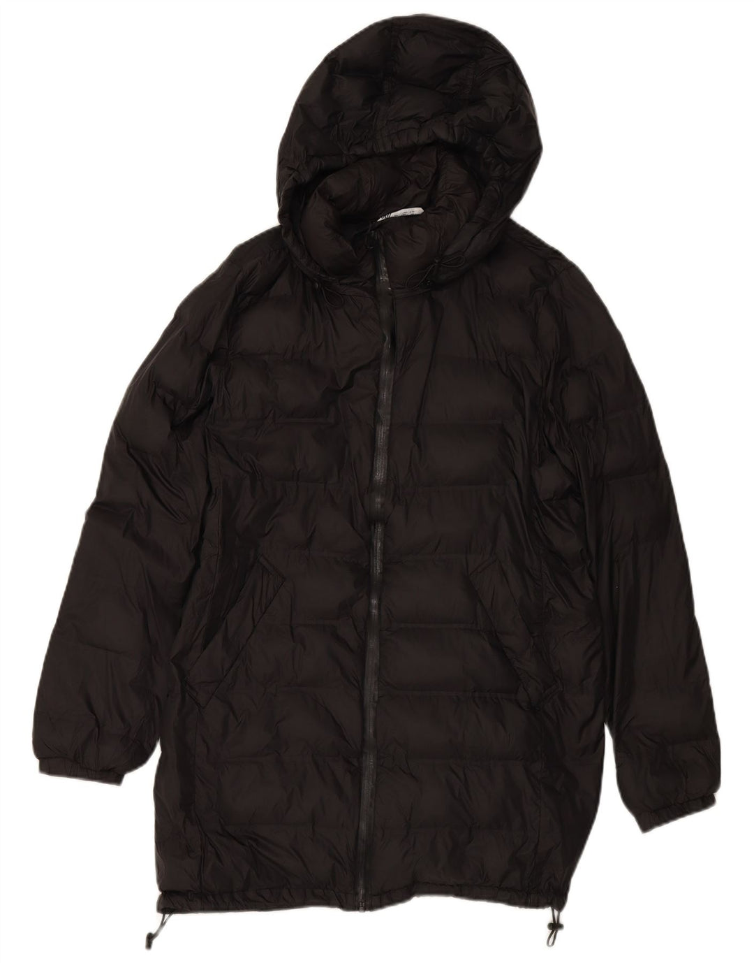 ZARA Womens Hooded Padded Coat UK 16 Large Black Polyester