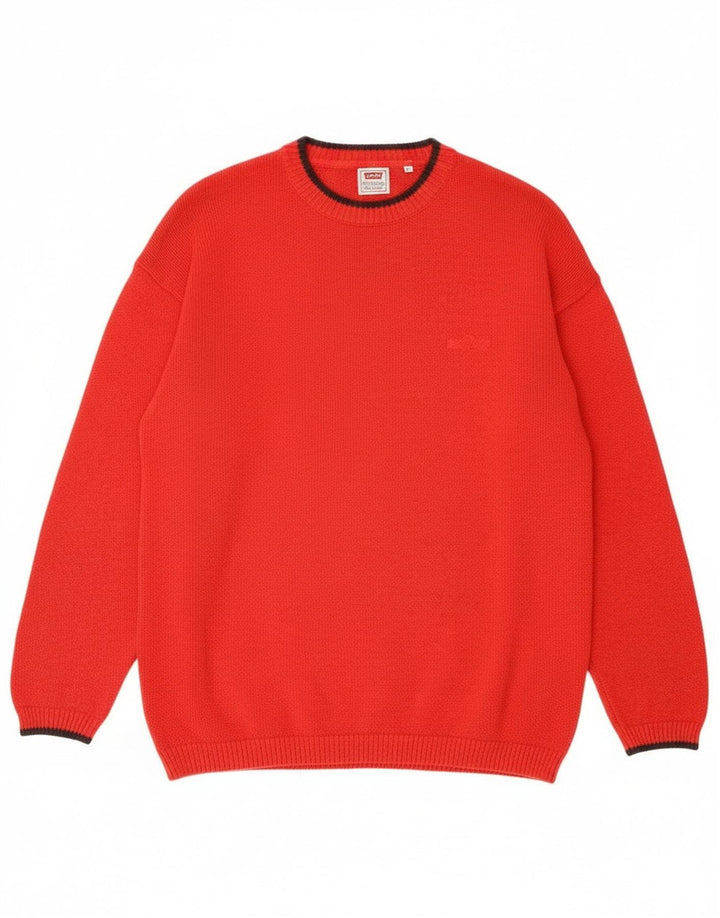 Levi's Mens Crew Neck Jumper Sweater XL Red Cotton