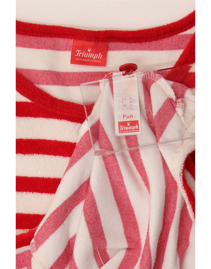 Triumph Womens T-Shirt Dress IT 42 Medium Red Striped Cotton
