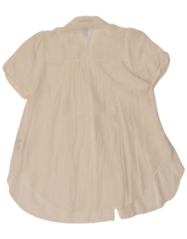 Guess By Marciano Womens Short Sleeve Shirt Blouse IT 44 Medium Off White