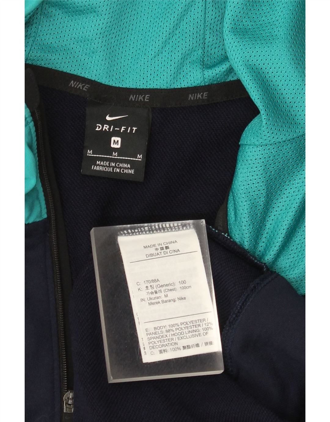Nike Mens Dri Fit Graphic Hoodie Jumper Medium Navy Blue Colourblock