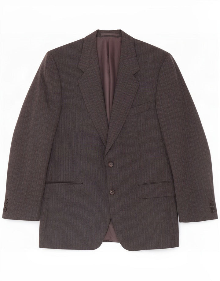 St Michael Mens 2 Button Blazer Jacket UK 40 Large Grey Pinstripe Polyester
