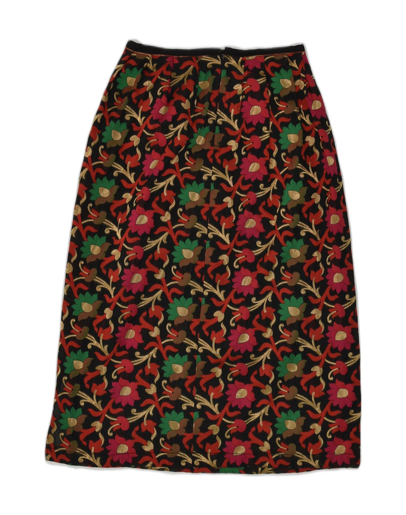 VINTAGE Womens Midi Skirt W26 Small Multicoloured Floral Polyester | Vintage Vintage | Thrift | Second-Hand Vintage | Used Clothing | Messina Hembry 