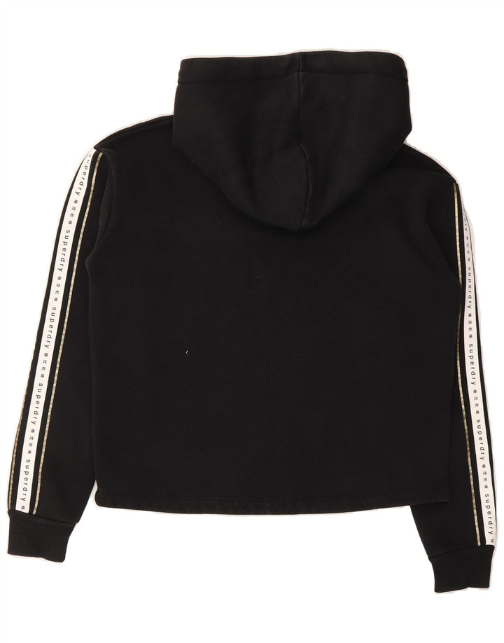 SUPERDRY Womens Oversized Graphic Hoodie Jumper UK 8 Small Black Vintage Superdry and Second-Hand Superdry from Messina Hembry 