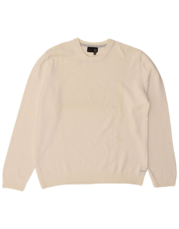 Gas Mens Crew Neck Jumper Sweater 2XL White Cotton