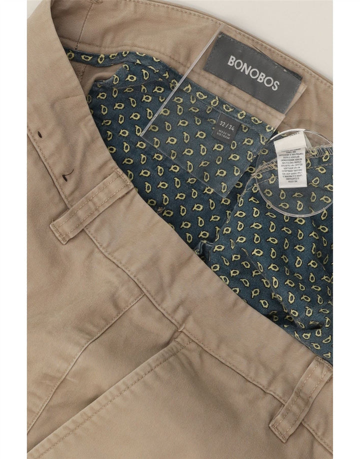 BONOBOS Mens Straight Chino Trousers W32 L34 Beige Cotton Vintage BONOBOS and Second-Hand BONOBOS from Messina Hembry 