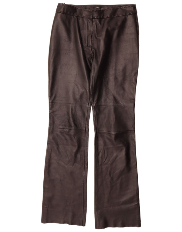 Mango Womens Straight Leather Trousers IT 42 Medium W30 L35 Black