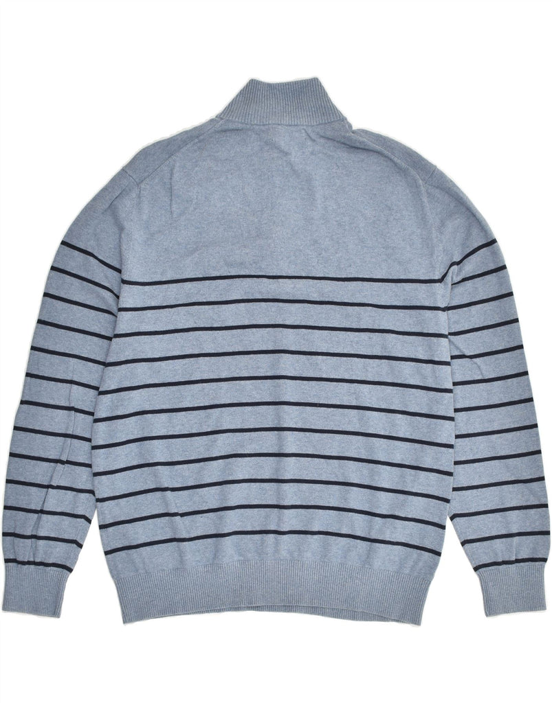 NAUTICA Mens Zip Neck Jumper Sweater XL Blue Striped Cotton | Vintage Nautica | Thrift | Second-Hand Nautica | Used Clothing | Messina Hembry 