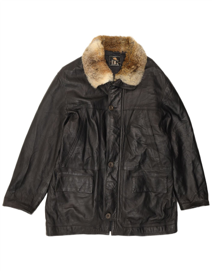 Vintage Mens Leather Jacket UK 42 XL Black Leather