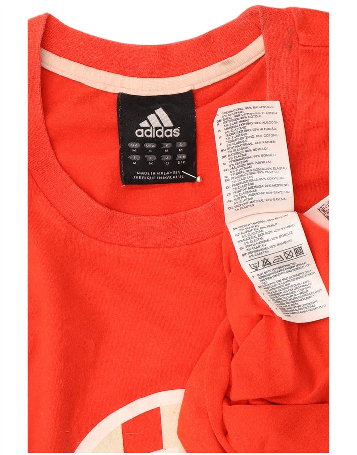 ADIDAS Mens Graphic Top Long Sleeve Medium Red Colourblock Cotton