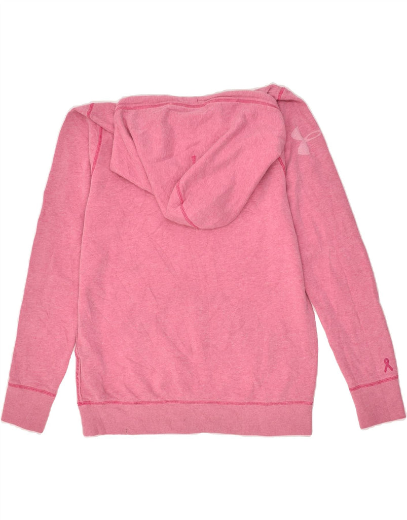 UNDER ARMOUR Womens Graphic Hoodie Jumper UK 12 Medium Pink Cotton | Vintage Under Armour | Thrift | Second-Hand Under Armour | Used Clothing | Messina Hembry 