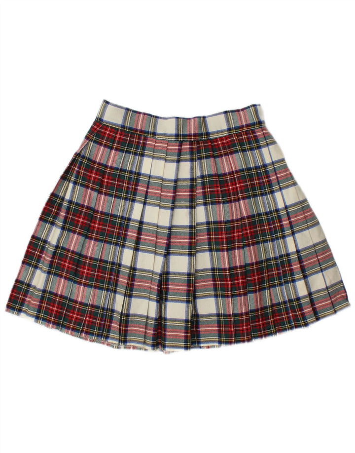 Swish Womens Mini Pleated Skirt IT 44 Medium W28 Multicoloured Plaid Wool