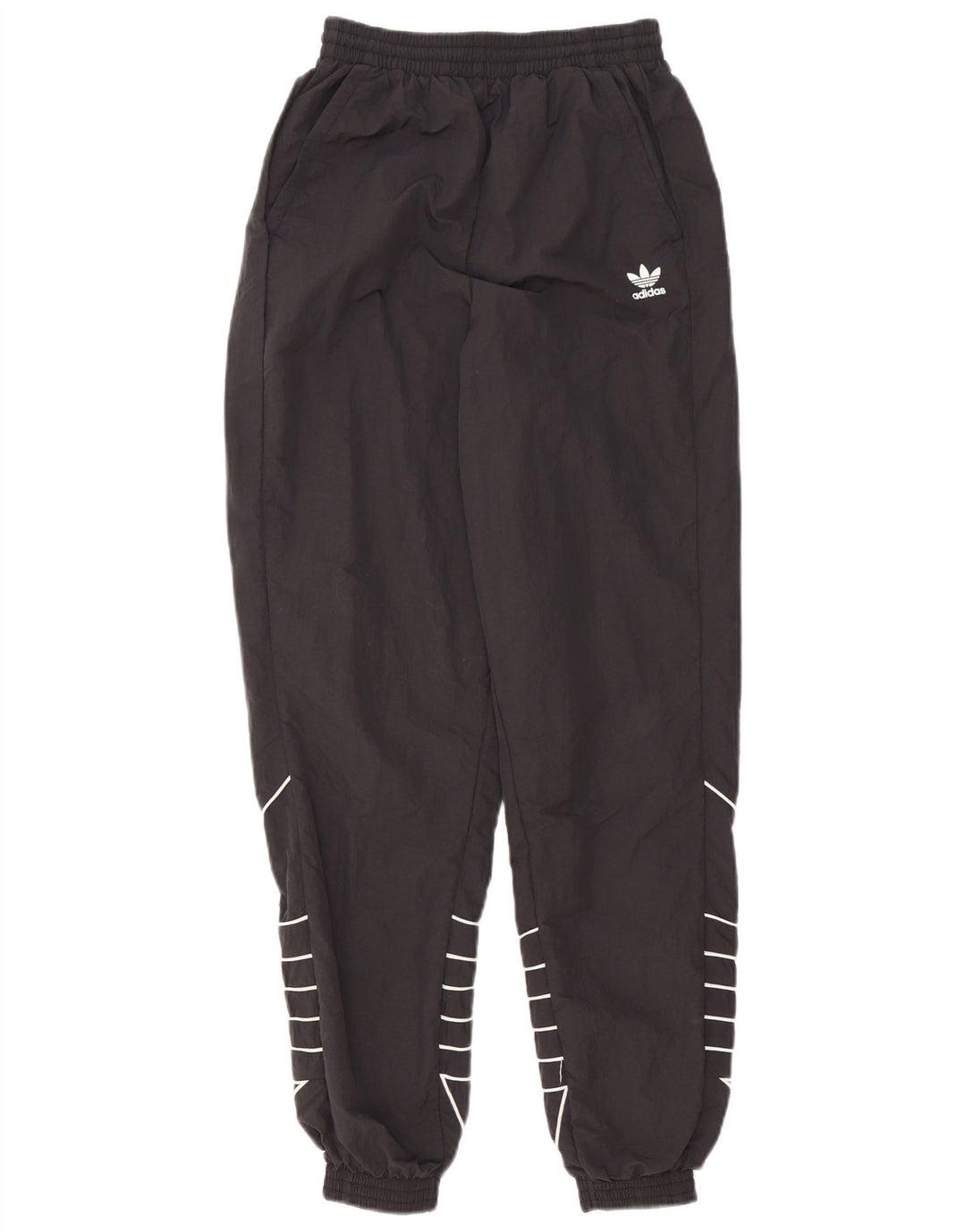 Adidas Womens Graphic Tracksuit Trousers Joggers UK 6 Small Black Polyester
