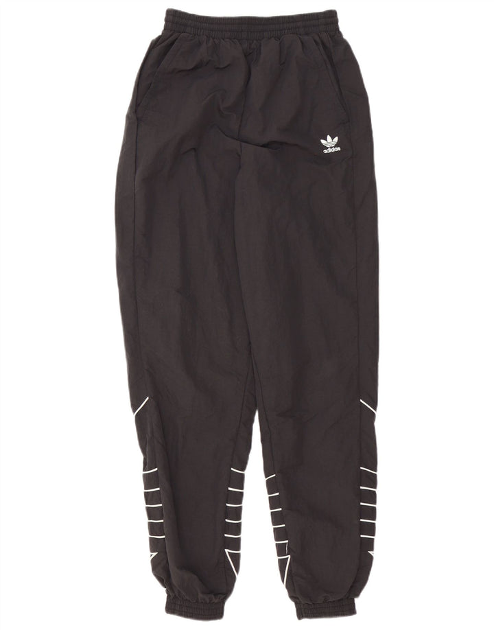 Adidas Womens Graphic Tracksuit Trousers Joggers UK 6 Small Black Polyester