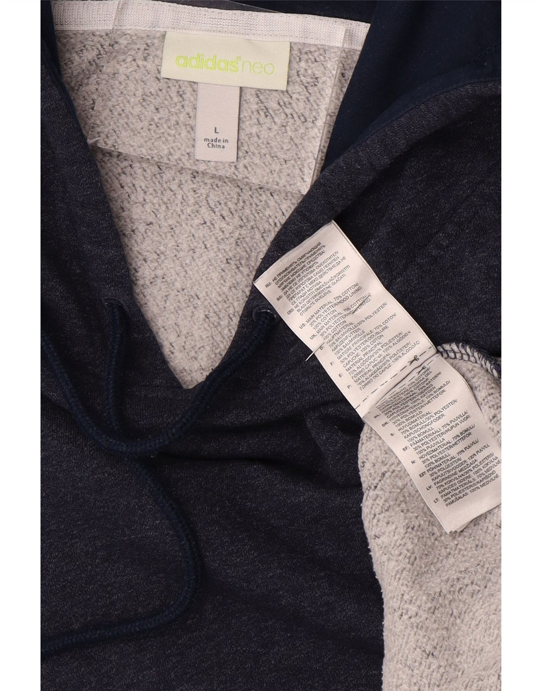 ADIDAS Mens Neo Graphic Hoodie Jumper Large Navy Blue Cotton