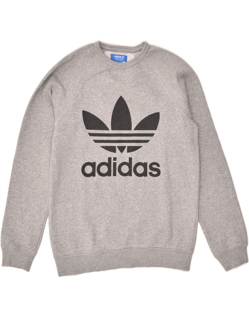 ADIDAS Mens Graphic Sweatshirt Jumper Small Grey Cotton | Vintage Adidas | Thrift | Second-Hand Adidas | Used Clothing | Messina Hembry 