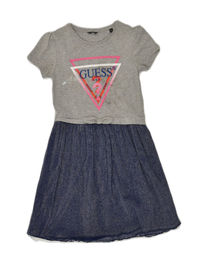 GUESS Girls Graphic A-Line Dress 11-12 Years Grey Colourblock Cotton | Vintage Guess | Thrift | Second-Hand Guess | Used Clothing | Messina Hembry 