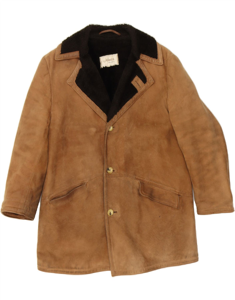 VINTAGE Mens Shearling Jacket UK 40 Large Brown Vintage Vintage and Second-Hand Vintage from Messina Hembry 