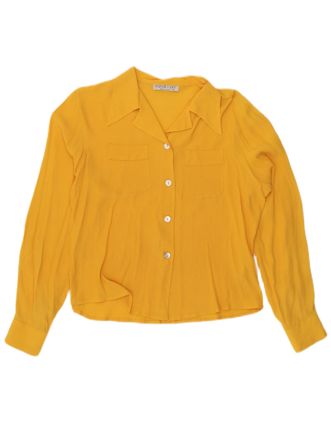 Marcello Cioni Womens Shirt Blouse IT 46 Large Yellow Acetate