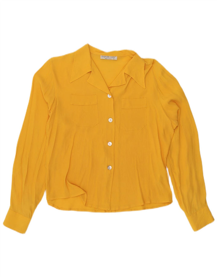 Marcello Cioni Womens Shirt Blouse IT 46 Large Yellow Acetate
