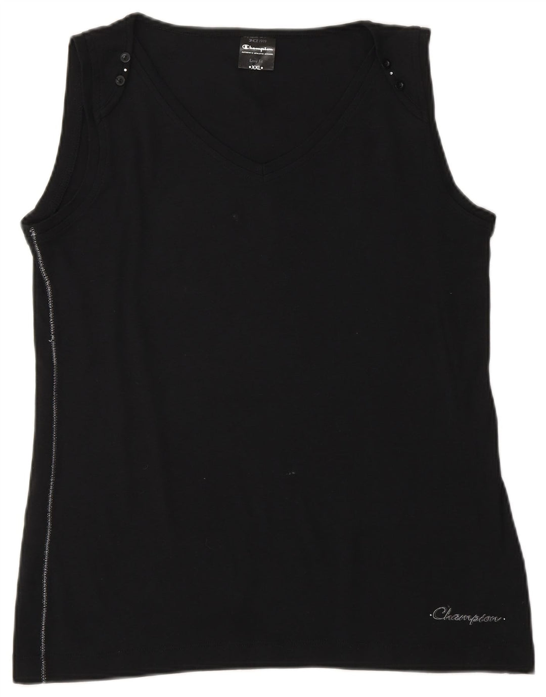 CHAMPION Womens Easy Fit Vest Top UK 20 2XL Black Cotton
