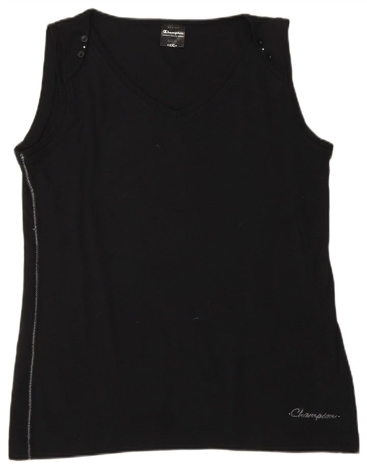 CHAMPION Womens Easy Fit Vest Top UK 20 2XL Black Cotton