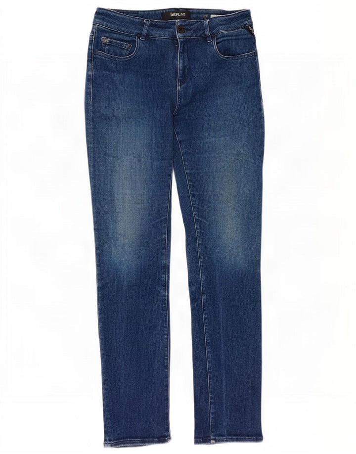Replay Womens Slim Jeans W28 L30 Blue Cotton