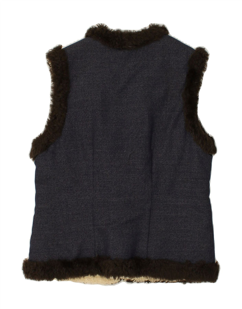 VINTAGE Womens Sherpa Gilet IT 42 Medium Navy Blue Vintage Vintage and Second-Hand Vintage from Messina Hembry 