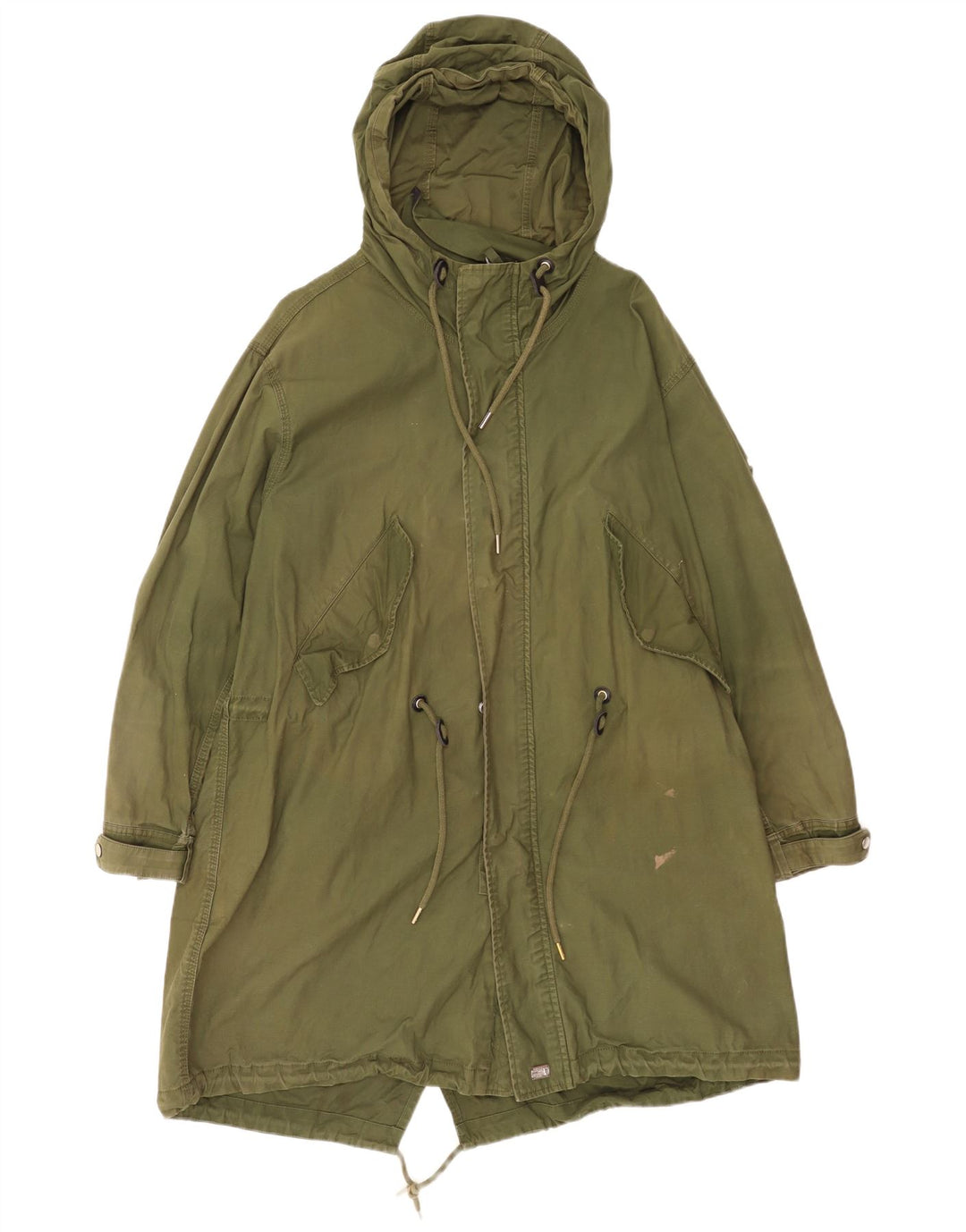 Diesel Mens Hooded Parka Jacket UK 38 Medium Green Cotton