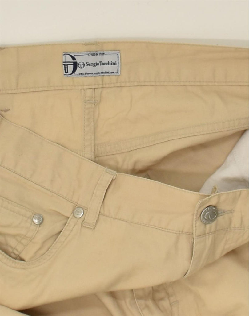 SERGIO TACCHINI Mens Tapered Casual Trousers W34 L26 Beige Cotton | Vintage Sergio Tacchini | Thrift | Second-Hand Sergio Tacchini | Used Clothing | Messina Hembry 