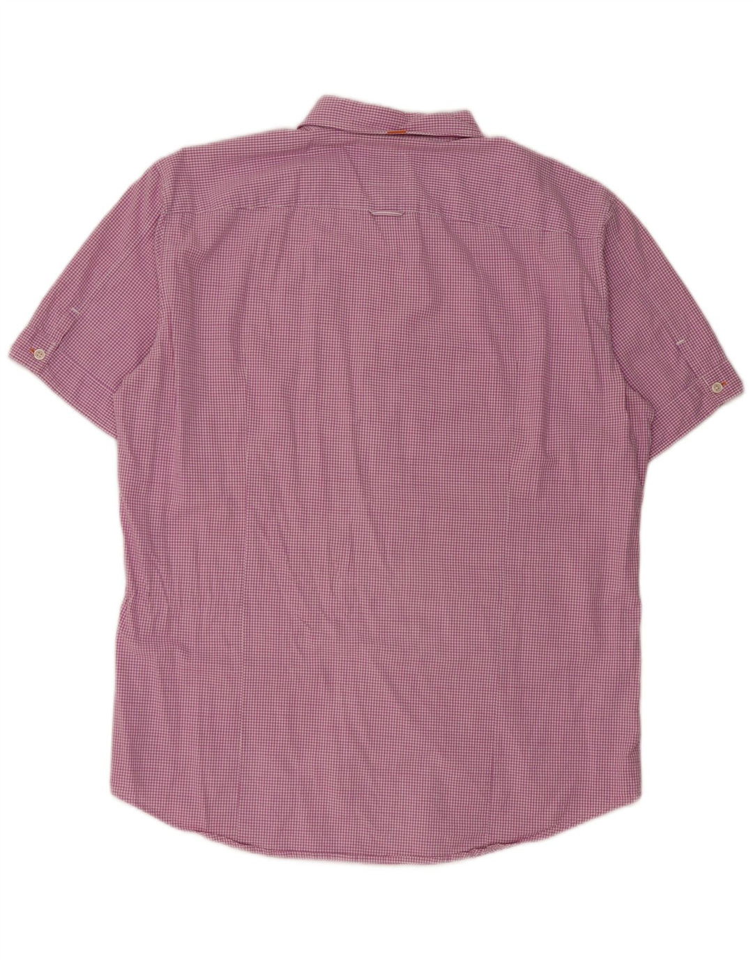 Hugo Boss Mens Short Sleeve Shirt XL Pink Gingham Cotton