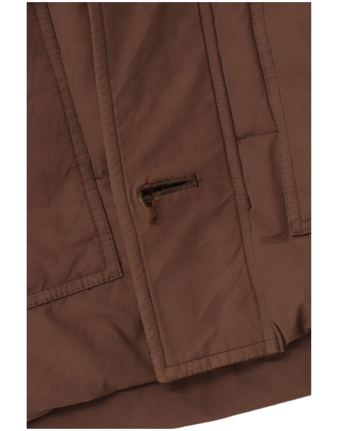 PEUTEREY Mens Hooded Padded Padded Jacket UK 38 Medium Brown Cotton
