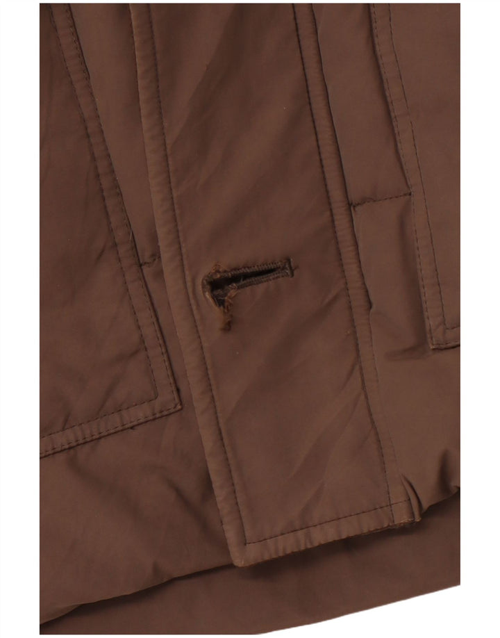 PEUTEREY Mens Hooded Padded Padded Jacket UK 38 Medium Brown Cotton