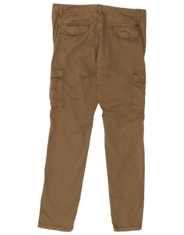 Napapijri Womens Straight Cargo Trousers W34 L34 Khaki Cotton