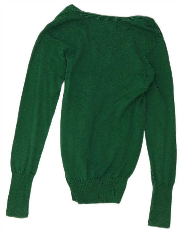 Zara Womens V-Neck Jumper Sweater UK 14 Large Green