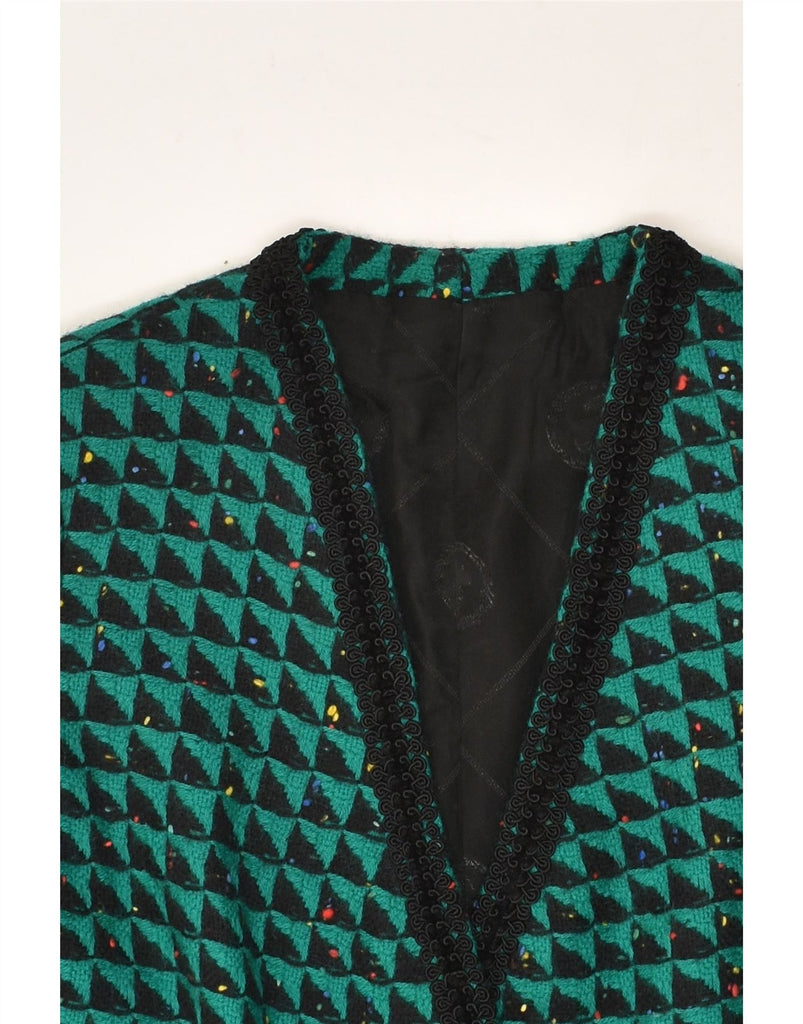 VINTAGE Womens 3 Button Blazer Jacket UK 18 XL Green Geometric | Vintage Vintage | Thrift | Second-Hand Vintage | Used Clothing | Messina Hembry 