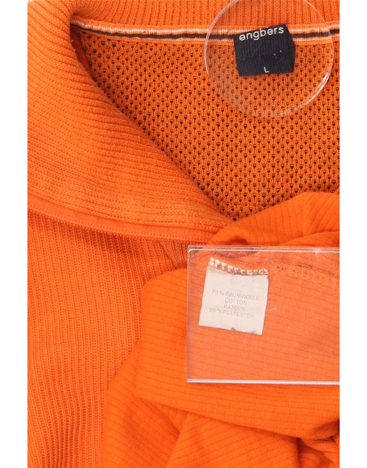 ENGBERS Mens Zip Neck Jumper Sweater Large Orange Cotton Vintage Engbers and Second-Hand Engbers from Messina Hembry 