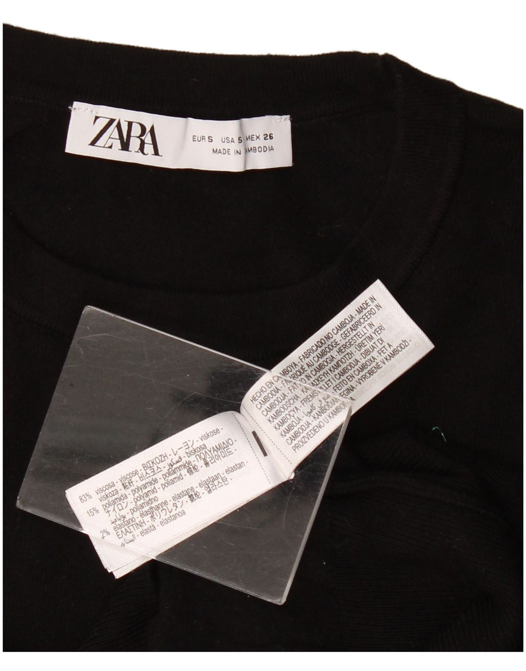 Zara Womens Crew Neck Jumper Sweater UK 10 Small Black Viscose