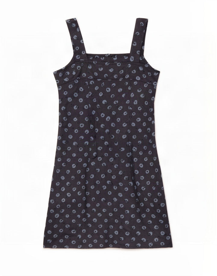 Benetton Womens Abstract Pattern Sundress UK 6 XS Navy Blue