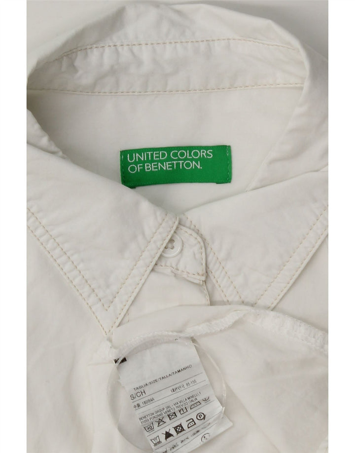 Benetton Womens Oversized Shirt UK 10 Small White Cotton