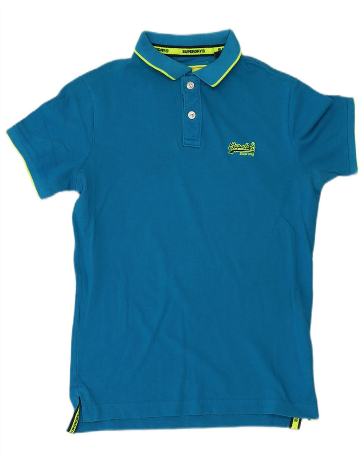Superdry Mens Polo Shirt Medium Blue Cotton