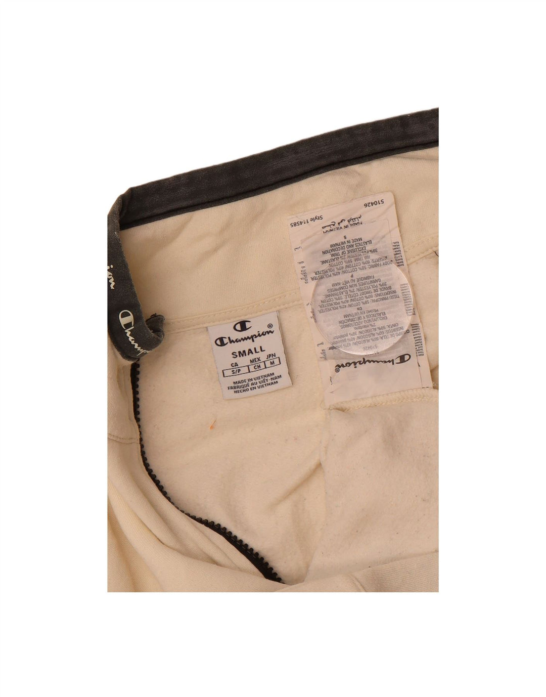 CHAMPION Womens Graphic Tracksuit Top Jacket UK 10 Small Beige Cotton Vintage Champion and Second-Hand Champion from Messina Hembry 